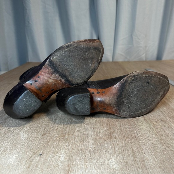 Roper Womens Western Ankle Boots Pointed Toe Dark Brown Leather Embossed 8.5 - Picture 9 of 9